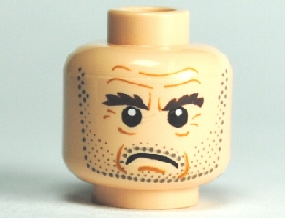 Minifigure, Head Stubble, Bushy Eyebrows, Forehead Lines Pattern (HP Argus Filch)