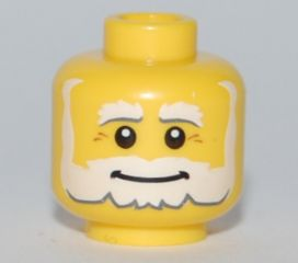 Minifigure, Head Beard White, Bushy Eyebrows, Smile, White Pupils Pattern