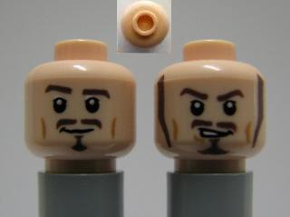 Minifigure, Head Dual Sided PotC Will Moustache, Goatee, Sneer with Sideburns / Smile without Sideburns Pattern