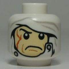 Minifigure, Head Male White Wrappings with Buttons Pattern (SW Dengar)