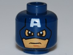 Minifigure, Head Male Mask with Eye Holes and Letter A on Forehead, Determined Pattern (Captain America)