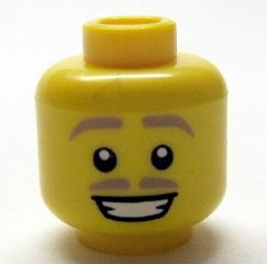 Minifigure, Head Male Tan Thin Eyebrows and Moustache, Grin with Teeth Pattern