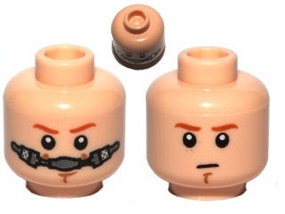 Minifigure, Head Dual Sided Dark Orange Eyebrows, Chin Dimple Determined / Breathing Apparatus Pattern (SW Obi-Wan)