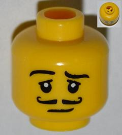 Minifigure, Head Moustache Curly, Eyelashes, Pupils, Raised Eyebrow Pattern