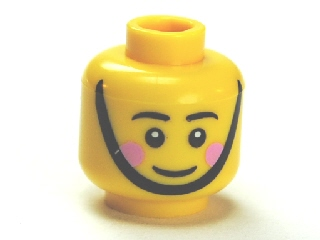 Minifigure, Head Black Eyebrows, Pink Cheeks, Chin Strap, White Pupils Pattern