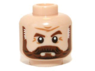 Minifigure, Head Beard Full Brown with Graying Temples and Wrinkles Pattern (Latham Cole)