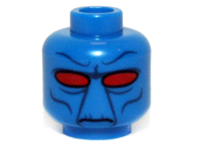 Minifigure, Head Alien SW Duros with Large Red Eyes, Dark Blue Cheek and Forehead Lines, Neutral Pattern