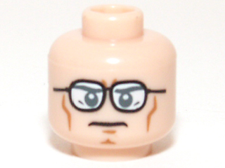 Minifigure, Head Glasses with Black Frames, White Lenses and Cheek Lines Pattern (Clark Kent)