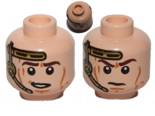 Minifigure, Head Dual Sided Gold Headset, Smile / Determined Pattern (SW Anakin)
