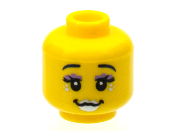 Minifigure, Head Female with Silver Lips and Mermaid Scales, Long Eyelashes Pattern