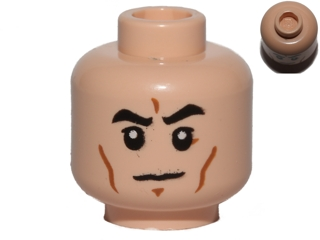 Minifigure, Head Black Eyebrows, Cheek Lines, White Pupils, Frown Pattern