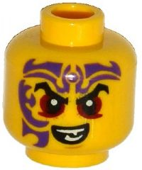 Minifigure, Head Black Eyebrows, Dark Red Eyes, Dark Purple Tattoo, Evil Smile Pattern