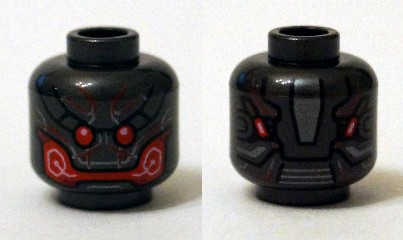 Minifigure, Head Alien with Red Eyes and Mouth Pattern