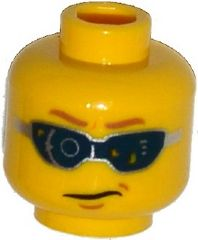 Minifigure, Head Glasses Digital with Light Brown Eyebrows and Chin Dimple Pattern