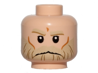 Minifigure, Head Tan Eyebrows and Beard, Cheek Lines and Frown Pattern (SW Rebel Trooper)