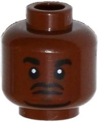 Minifigure, Head Black Beard and Eyebrows, Goatee, Pupils, Dark Bluish Gray Lines under Eyes Pattern (Barry)