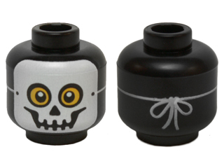 Minifigure, Head Skull Mask with Yellow Eyes and String Tied in Back Pattern