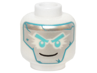 Minifigure, Head Dark Azure and Silver Mask and Medium Azure Eyebrows and Eyes Pattern (Zane)