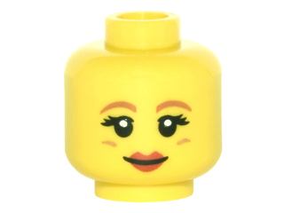 Minifigure, Head Female Dark Orange Eyebrows, Round Cheek Lines and Red Lips Pattern
