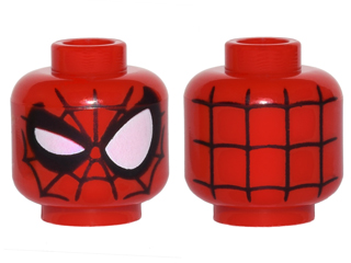 Minifigure, Head Alien with Spider-Man Black Webbing and Right Eye Wink Pattern