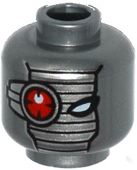 Minifigure, Head Alien with Mechanical Right Eye Red, Silver Face Mask Pattern