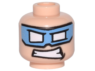 Minifigure, Head Medium Blue Eye Mask with White Eye Holes and Clenched Teeth Pattern (Captain Cold)