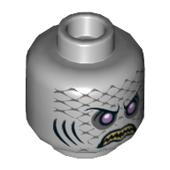 Minifigure, Head Alien with Purple Eyes, Yellow Teeth, Scales and Gills Pattern (Sharx)