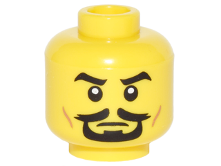 Minifigure, Head Male Black Eyebrows, White Pupils, Black Goatee and Dark Orange Cheek Lines Pattern