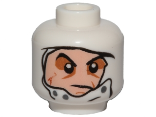 Minifigure, Head Male Head Wrap with Light Nougat Face, Dark Bluish Gray Buttons, Dark Orange Scar, and Medium Nougat Eye Shadow Pattern (SW Dengar)