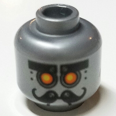 Minifigure, Head Alien with Robot Yellow Eyes and Curly Moustache Pattern