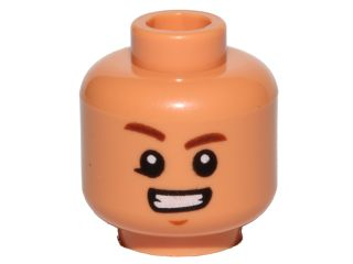 Minifigure, Head Brown Eyebrows, Raised Right Eyebrow, Chin Dimple, Smile with Teeth Pattern (SW Rowan)