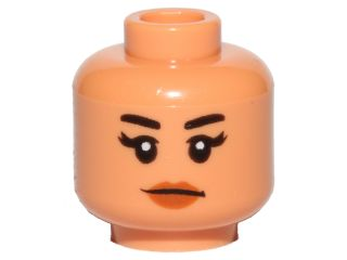 Minifigure, Head Female Black Eyebrows, Eyelashes, Peach Lips Pattern (SW Kordi)