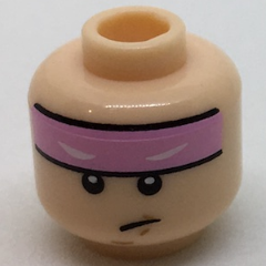 Minifigure, Head Bright Pink Headband with Squinted Batman Eyes Pattern