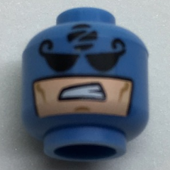 Minifigure, Head Balaclava with Black Eyes, 'Z' in Black Circle, Light Nougat Face with Sneer Pattern
