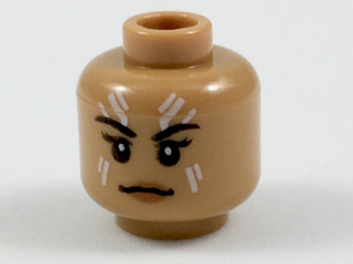 Minifigure, Head Female Black Eyebrows, White Tattoos on Forehead and Cheeks, Neutral Expression Pattern