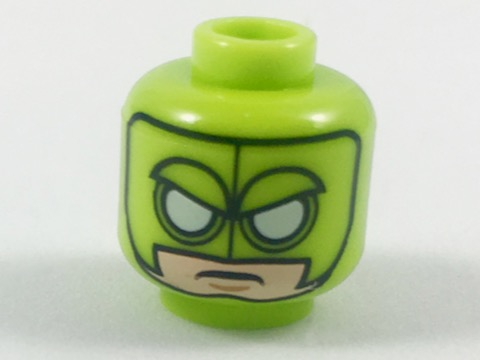 Minifigure, Head Mask, Black Seams, White Eyes, Light Nougat Lower Face Pattern