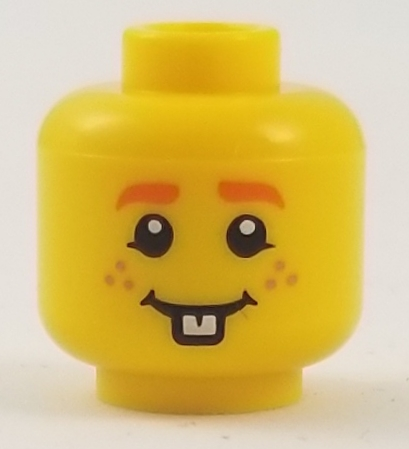 Minifigure, Head Orange Eyebrows, Freckles, Grin with Buck Teeth Pattern