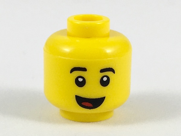 Minifigure, Head Black Eyebrows, Smile with Tongue Pattern