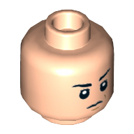Minifigure, Head Dual Sided Black Eyebrows, Scowl / Crooked Malicious Smile Pattern