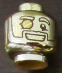 Minifigure, Head Glasses with Monocle, Wide Grin with Teeth Pattern (Mr. Gold)