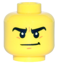 Minifigure, Head Thick Black Eyebrows, Medium Nougat Chin Dimple, Determined Smirk Pattern