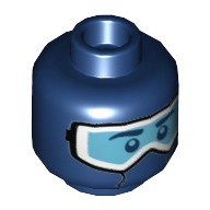 Minifigure, Head Glasses with White Goggles Pattern