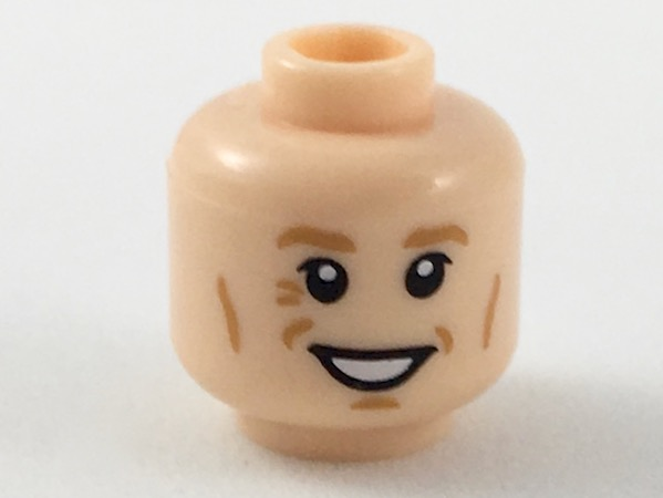 Minifigure, Head Medium Nougat Eyebrows and Contour Lines, Wide Grin Pattern