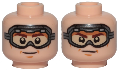 Minifigure, Head Dual Sided Brown Eyebrows, Cheek Lines, Chin Dimple, Goggles, Smile / Determined Pattern (SW Han Solo)