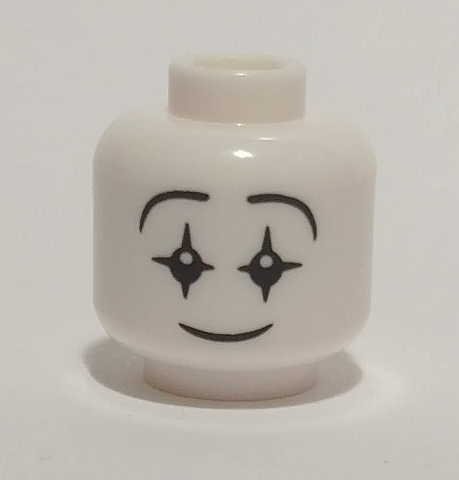 Minifigure, Head Mime Smiling Face, Black Star Eyes with White Pupils Pattern (BAM)