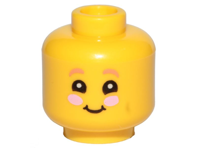 Minifigure, Head Child Dark Pink Eyebrows, Smile and Pink Cheeks Pattern