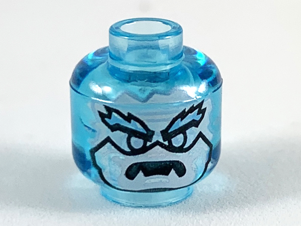 Minifigure, Head Alien White Face, Medium Azure Eyebrows, and Lower Fangs Pattern