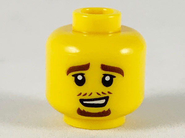 Minifigure, Head Reddish Brown Eyebrows, Moustache Stubble and Goatee Pattern