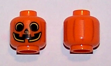 Minifigure, Head Pumpkin Jack O' Lantern with Yellow Outlines Pattern (BAM)