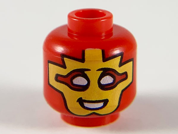 Minifigure, Head Yellow Mask with White Eyes and Mouth Pattern